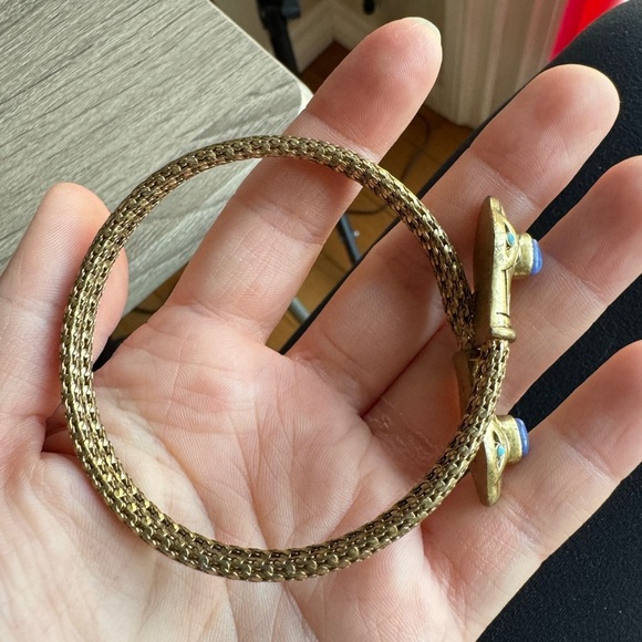 Gold Snake Bracelet with Blue Accents - Picture 2 of 4